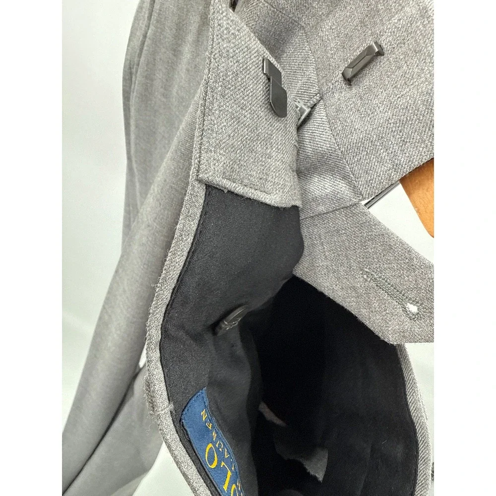 Polo Ralph Lauren Dress Pants Mens 34 Grey Heather Grey Wool Trousers unhemmed